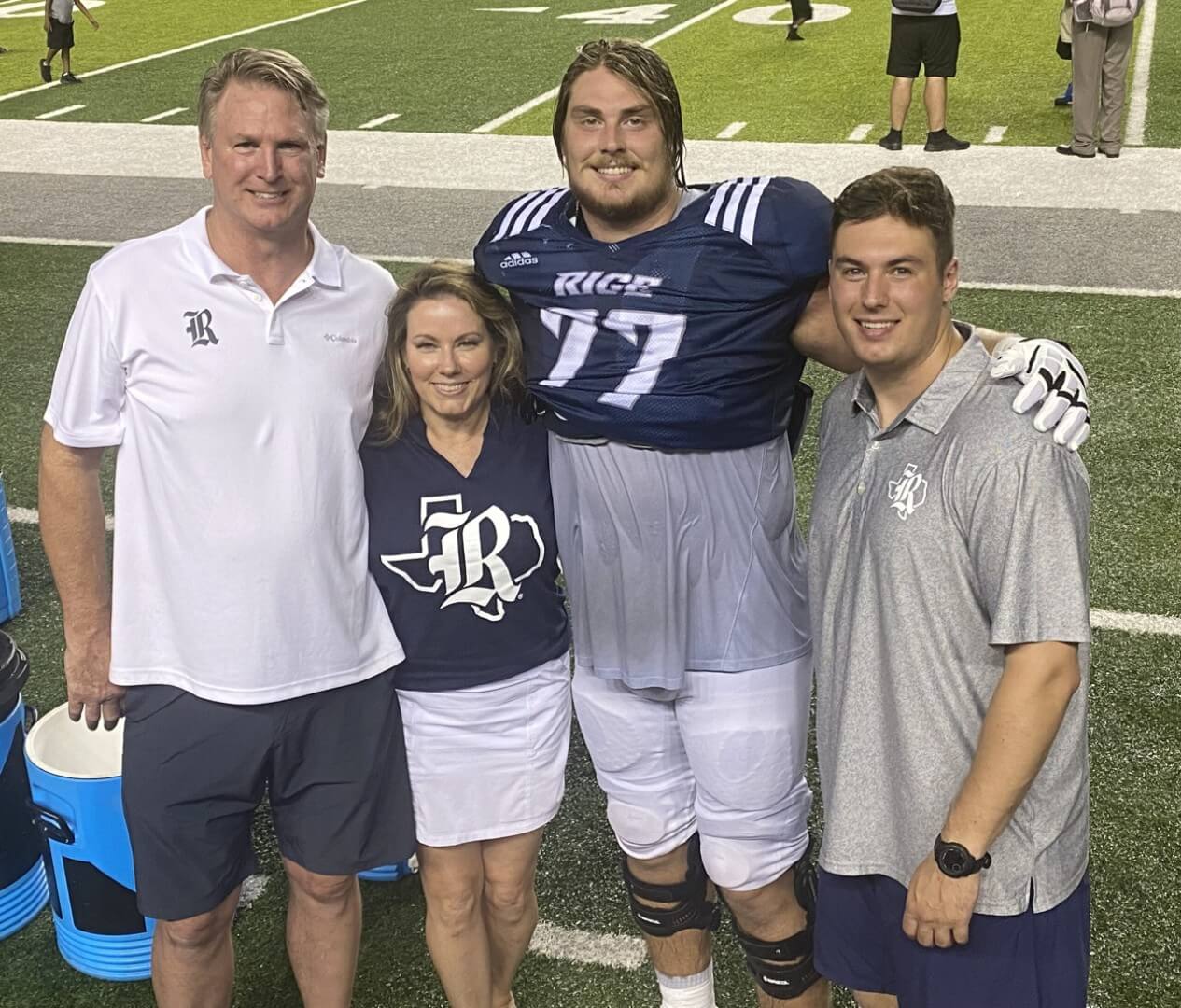 The Banks family at their son's football game.
